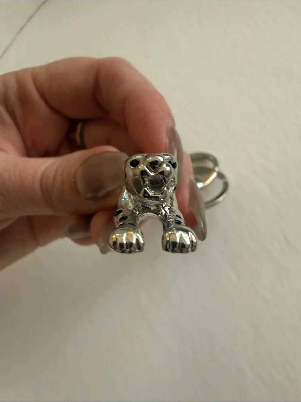 EFFY Since 1979 Silver Tone Leopard Panther Crystal Keychain Bag Charm
